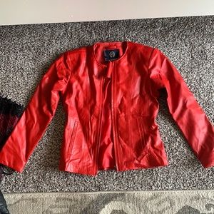 Red leather jacket